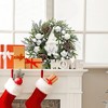 22" Pre-Lit Christmas Wreath,  Artificial Xmas Wreath with 30 Battery Operated Led Lights and Silver White Balls, Pinecones, and Berries - 2 of 4