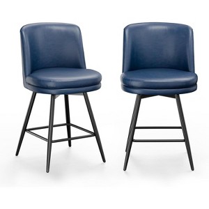 VINGLI 26" H Swivel Barstools ,Leather Upholstered Counter Height Bar Stool with Back, Kitchen High Chairs with Cushion - 1 of 4