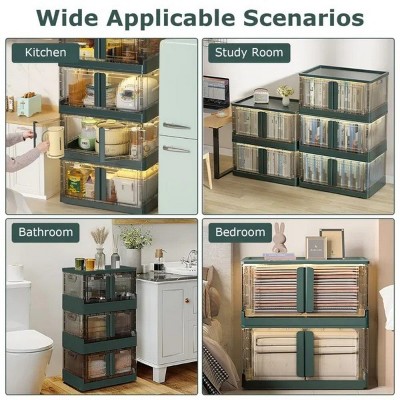LunaLulinlk 2Pcs 32L Foldable Storage Bins with Lid Collapsible Stackable Closet Organizer Containers