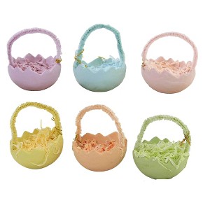 2.75 In Cracked Egg Ornament Set/6 Easter Nesting Grass Tree Ornaments - 1 of 4