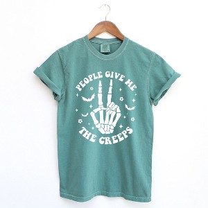 Simply Sage Market Women's People Give Me The Creeps Short Sleeve Garment Dyed Tee - 1 of 4