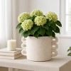 Pottery and Cement Planter with Unique Multi-Loop Handle Design, Stylish Contemporary Accent For Home Décor - 3 of 4