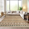 Area Rug Washable Low Pile Geometric Printed Floor Cover Non Slip Distressed Indoor Throw Rug Foldable Soft Ultra Thin Farmhouse Carpet - 2 of 4