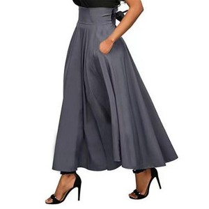Women's Skirt Elegant High Waisted Maxi Skirt Tie Up Long Skirt - 1 of 2