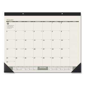 Recycled Monthly Desk Pad, 22 x 17, Sand/Green Sheets, Black Binding, Black Corners, 12-Month (Jan to Dec): 2025 - 1 of 2