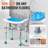 VEVOR Shower Chair, Adjustable Height Shower Stool, Non-Slip Bench Bathtub Stool Seat for Elderly Disabled Adults Handicap, 500 lbs,White+Blue - 4 of 4