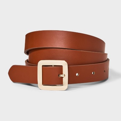 Women's Chunky Center Bar Buckle Belt - A New Day™ Brown : Target