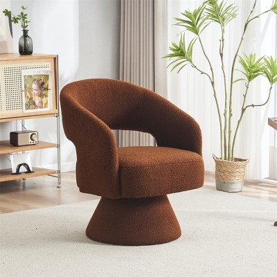 Swivel Accent Chair Armchair, Round Barrel Chair In Fabric For Living ...