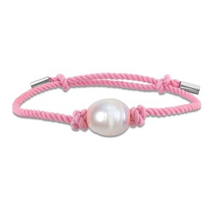 EVERLY JEWELRY | 10.5 - 11 mm Freshwater Cultured Pearl on pink cord Bracelet adjustable length - 1 of 3