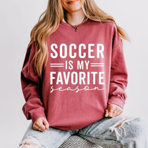 Simply Sage Market Soccer Is My Favorite Season Lightweight Garment Dyed Sweatshirt - 1 of 4