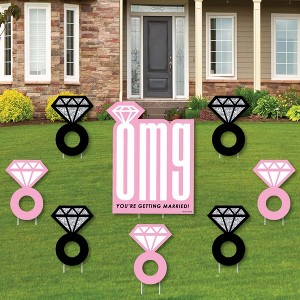 Big Dot of Happiness Omg, You're Getting Married - Yard Sign and Outdoor Lawn Decorations - Engagement Party Yard Signs - Set of 8 - 1 of 4