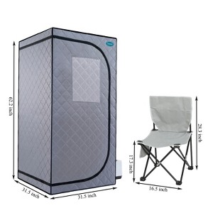 Vynxaria Portable Steam Sauna tent, Personal Home Spa, w/ Steam Generator, Remote Control, Foldable Chair,PVC pipes, with FCC & UL Certification,Grey - 1 of 4