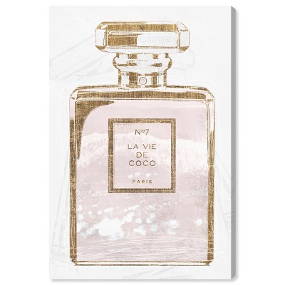 24" x 16" Coco Scent Fashion and Glam Unframed Canvas Wall Art in Gold - Oliver Gal