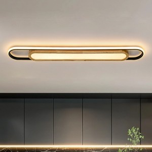 Rennnsan Verimor 39"W Geometric Wooden Modern LED Dimmable Flush Mount in Black - 1 of 4