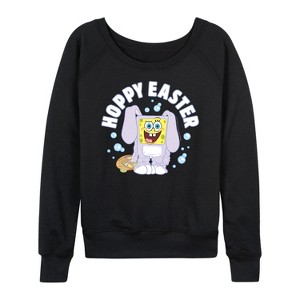 Women's - SpongeBob Squarepants - Hoppy Easter Lightweight French Terry Wide Neck Long Sleeve Shirt - 1 of 4