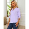 INSPIRE CHIC Women's Work Office Keyhole Pleated Front Ruched 3/4 Sleeve Chiffon Blouse - 3 of 4