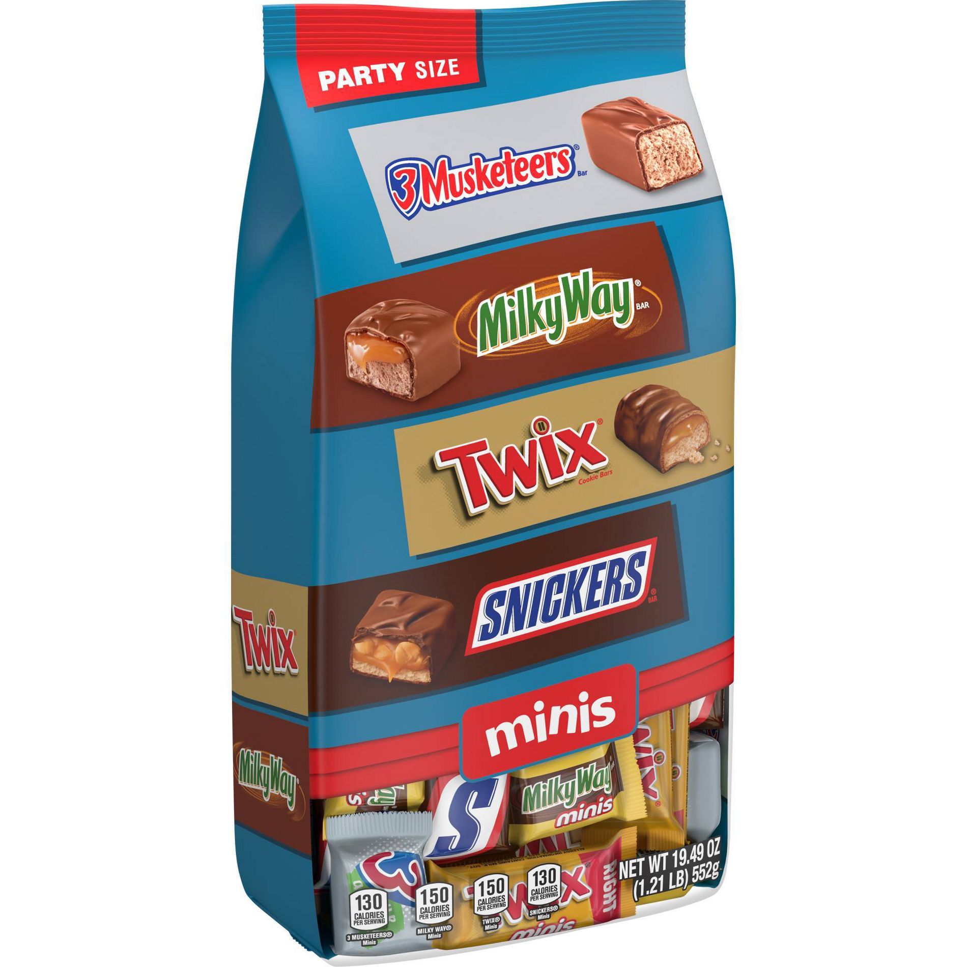 Snickers, Twix, Milky Way, & 3 Musketeers Minis Chocolate Candy Bars - 19.49oz Bulk Bag