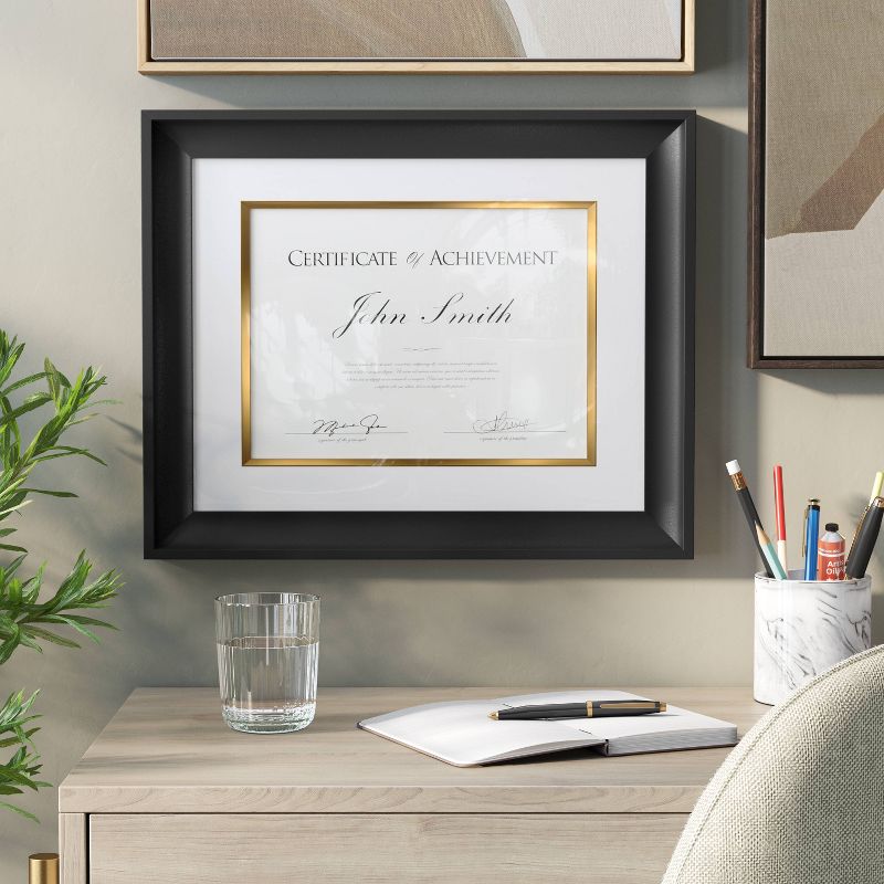 11&#34;x14&#34; Matted to 8.5&#34;x11&#34; Certificate Frame Black - Threshold&#8482;, 3 of 6