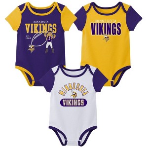 NFL Minnesota Vikings Boys' White 3pk Bodysuit - 1 of 4