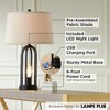 360 Lighting Marcel Industrial Table Lamps 24 1/4" High Set of 2 Black with LED Nightlight USB Port Natural Shade for Bedroom Living Room House Desk - image 3 of 4