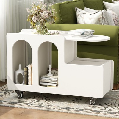 NicBex Mobile Nightstand with Lockable Wheels,Bedside Table with Storage Space,Modern Side Table for Bedroom