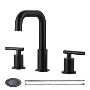 WOWOW 8 in. Widespread Double Handle Bathroom Faucet in Brushed Nickel - 1 of 4