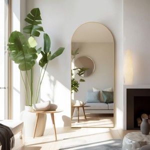 Arched Full Length Mirror 71"x30", Large Fiberglass Floor Mirror with Stand or Leaning Against Wall for Bedroom-The Pop Home - 1 of 4