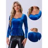 INSPIRE CHIC Women's Elegant Sweetheart Neck Long Sleeve Velvet Peplum Top - 2 of 4