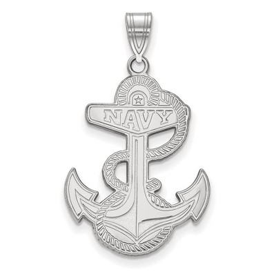 Black Bow Jewelry 14k White Gold Navy Midshipmen NCAA Extra Large Pendant