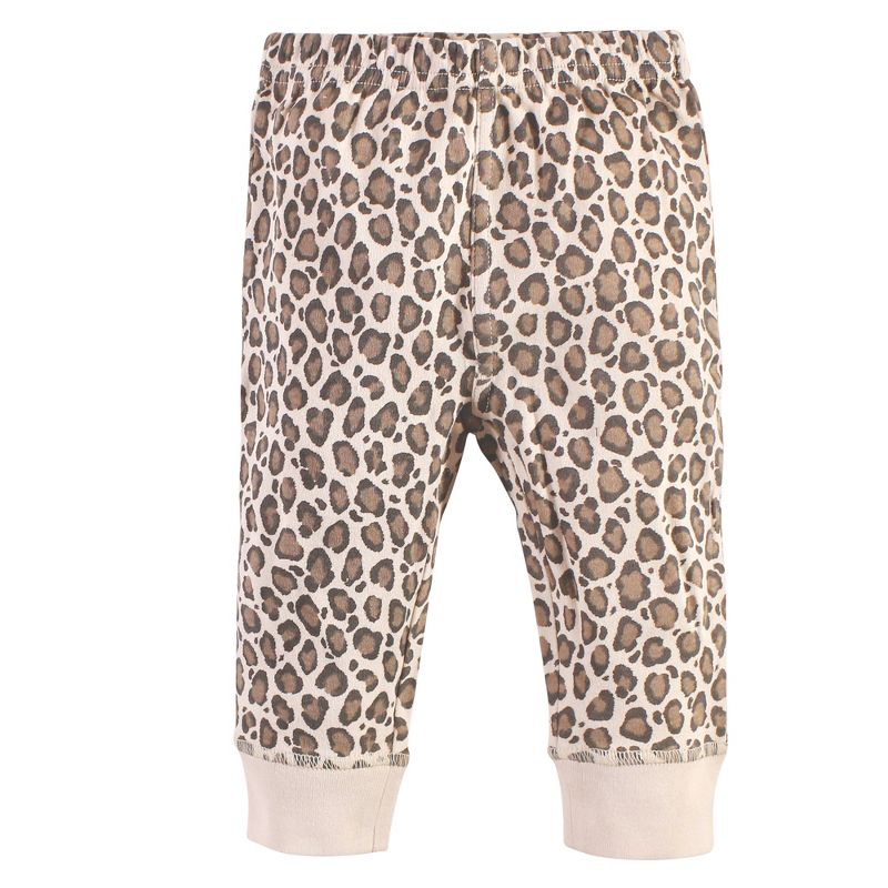 Touched by Nature Baby and Toddler Girl Organic Cotton Pants 4pk, Leopard, 4 of 8