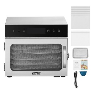 VEVOR Food Dehydrator Machine, 6 Stainless Steel Trays, 400W Electric Food Dryer with Adjustable Temperature & 24-Hour Timer, Freeze Dryer, Silver - 1 of 4