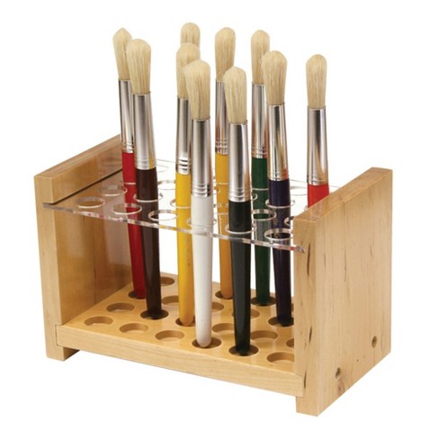 Creativity Street Wooden Paint Brush Stand, Holds 24 Brushes, 5 X
