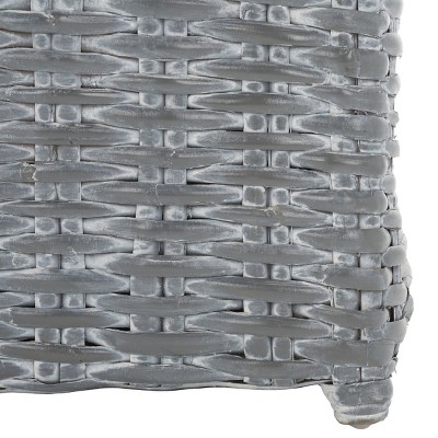 Modern Coastal Cabana Rattan Arm Chair with Beige Cushion - Grey White Wash