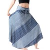 Women's Boho Maxi Skirt - Floral Print Long Flowy Skirt Line Blue - 3 of 4