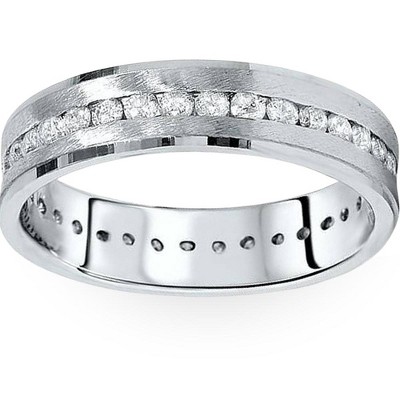 Pompeii3 1 1/4ct Channel Set Diamond Brushed Ring 14K White Gold