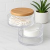 Makeup Organizer 3 Tier Rotating with Bamboo Lid, Clear Acrylic Jewelry Holder, Nonslip 360° Rotating Storage Tray - 2 of 4
