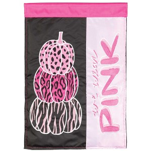 Magnolia Garden We Wear Pink Pumpkins 13 x 18 Inch Polyester Garden Flag - 1 of 2