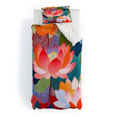 Deny Designs 2pc Twin/Twin XL 83 Oranges The Enchanted Lotus Garden Duvet and Sham Set