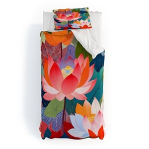 Deny Designs 2pc Twin/Twin XL 83 Oranges The Enchanted Lotus Garden Duvet and Sham Set - 1 of 4