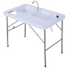 Outsunny Folding Fish Cleaning Table & Portable Sink Station with Hose Hookup, Convertible Camping Table with Ruler, Camp Kitchen for Picnic, Fishing - 4 of 4