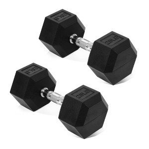 Gulches  Hexagonal Rubber-Coated Dumbbells, Non-Slip Grip Durable Space-Saving for Home Gym Strength Training Fitness - 1 of 4