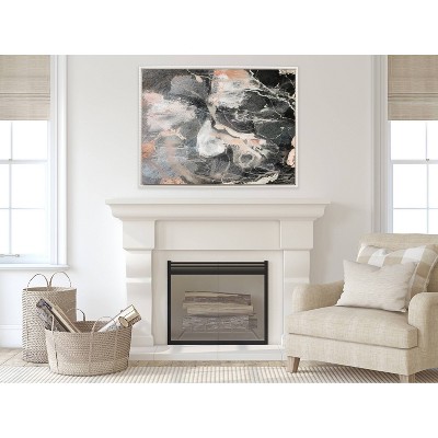 Sylvie Nebula Abstract IV White Framed Canvas Art Print