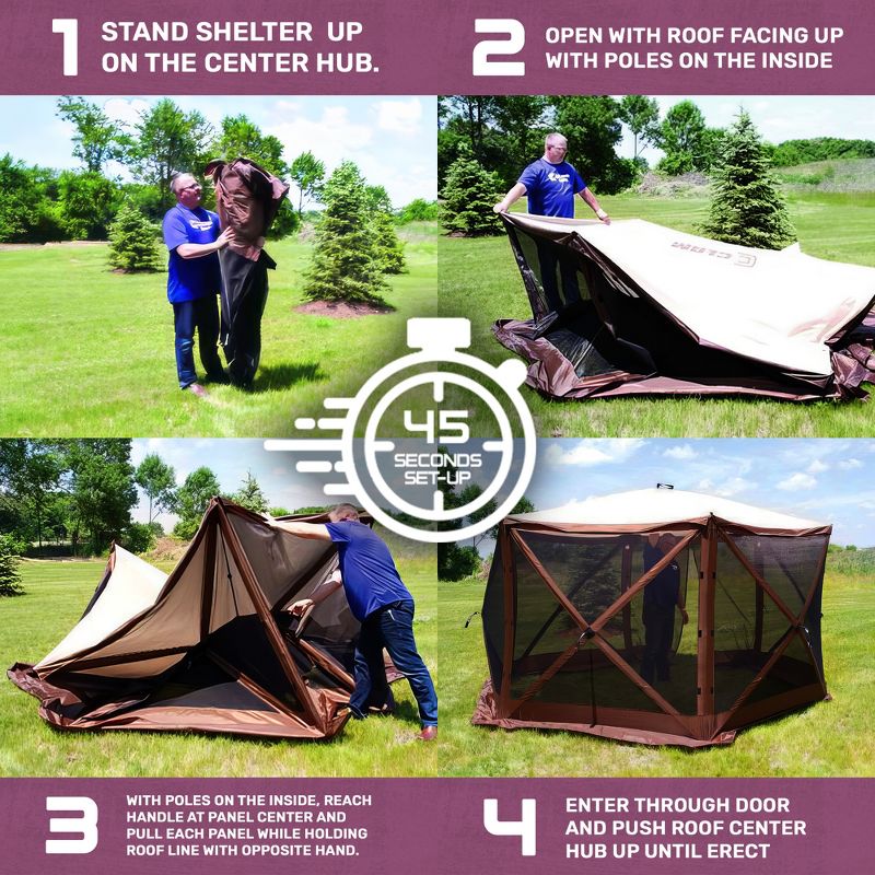 CLAM Quick-Set Traveler 6 x 6 Foot Easy Set Up Portable Outdoor Camping Pop Up Canopy Gazebo Shelter with Ground Stakes and Carry Bag, Plum, 5 of 7
