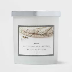 Lidded Milky Glass Jar Soft Cashmere and Lavender Candle - Threshold™