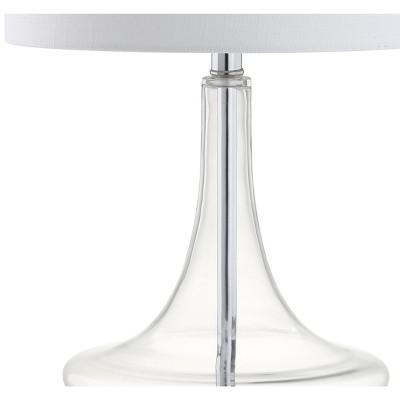 Cecile 25.5" Clear Glass Teardrop LED Table Lamp Set with Linen Shade