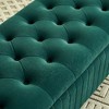 Kumasinova Glam Tufted Storage Ottoman Bench with Gold Accents, Upholstered Velvet Fabric Ottoman with Safety Hinge, Versatile Foot Stool, Green - 2 of 4