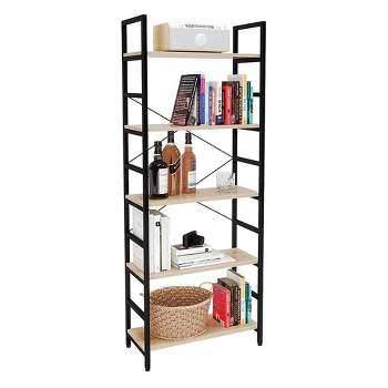 CAPHAUS 5 Tier Bookshelf, 24 Inch Width Free Standing Shelf, Bookcase Shelf  Storage Organizer, Industrial Book Shelves for Home Office, Living Room