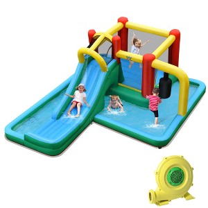 Inflatable Slide Water Park Climbing Bouncer Bounce House w/Tunnel & 735W Blower - 1 of 4