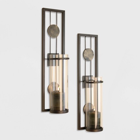 New Metal Wall Candle Sconces Pair with Led Wax Candles - Wall