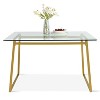47 Inch Mona Contemporary Tempered Transparent Glass Writing Desk With Metal Base-Maison Boucle - 2 of 4